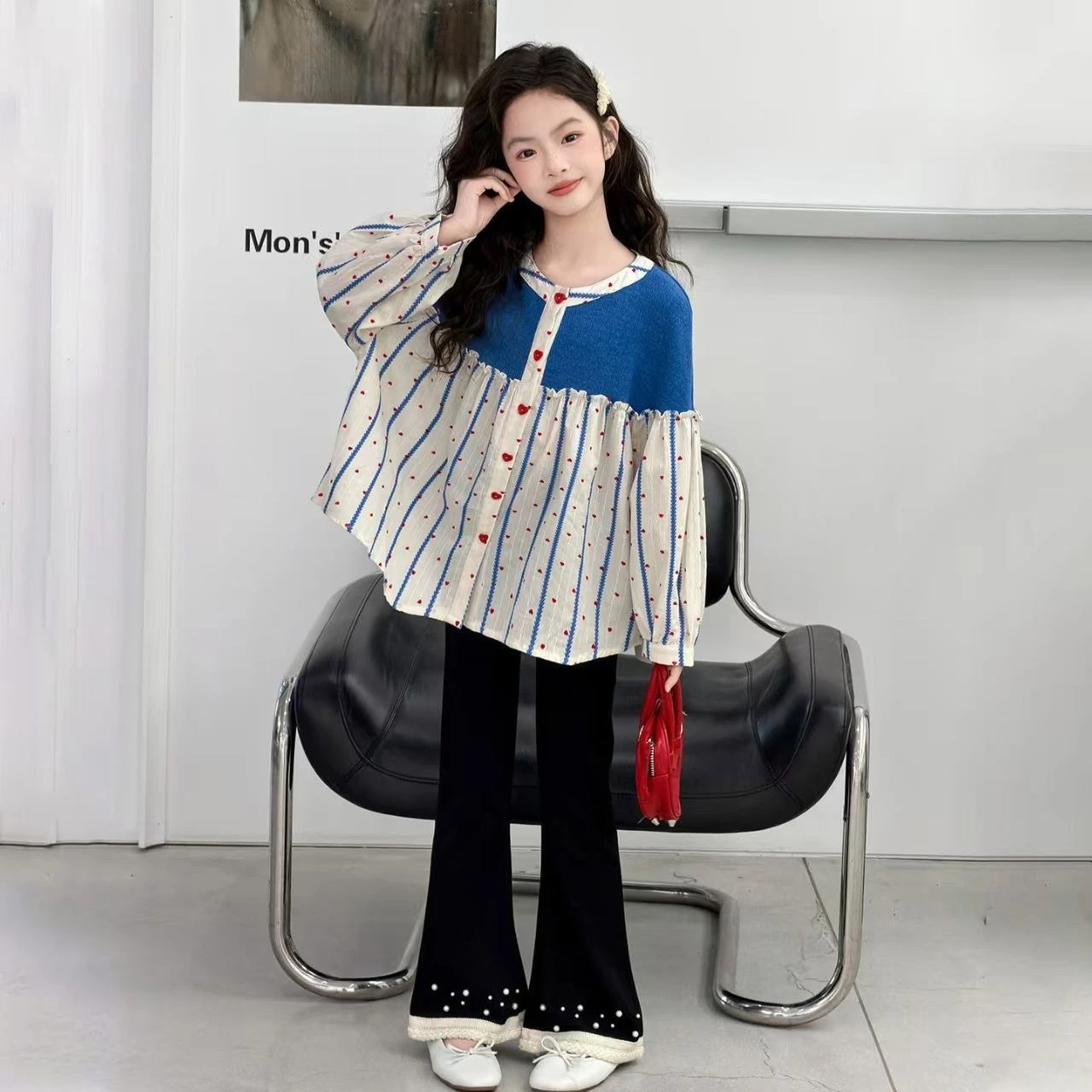 2026 Spring Girls Shirt Korean Style Long Sleeve Kids Top Fashion Children Blouse Elegant Outerwear