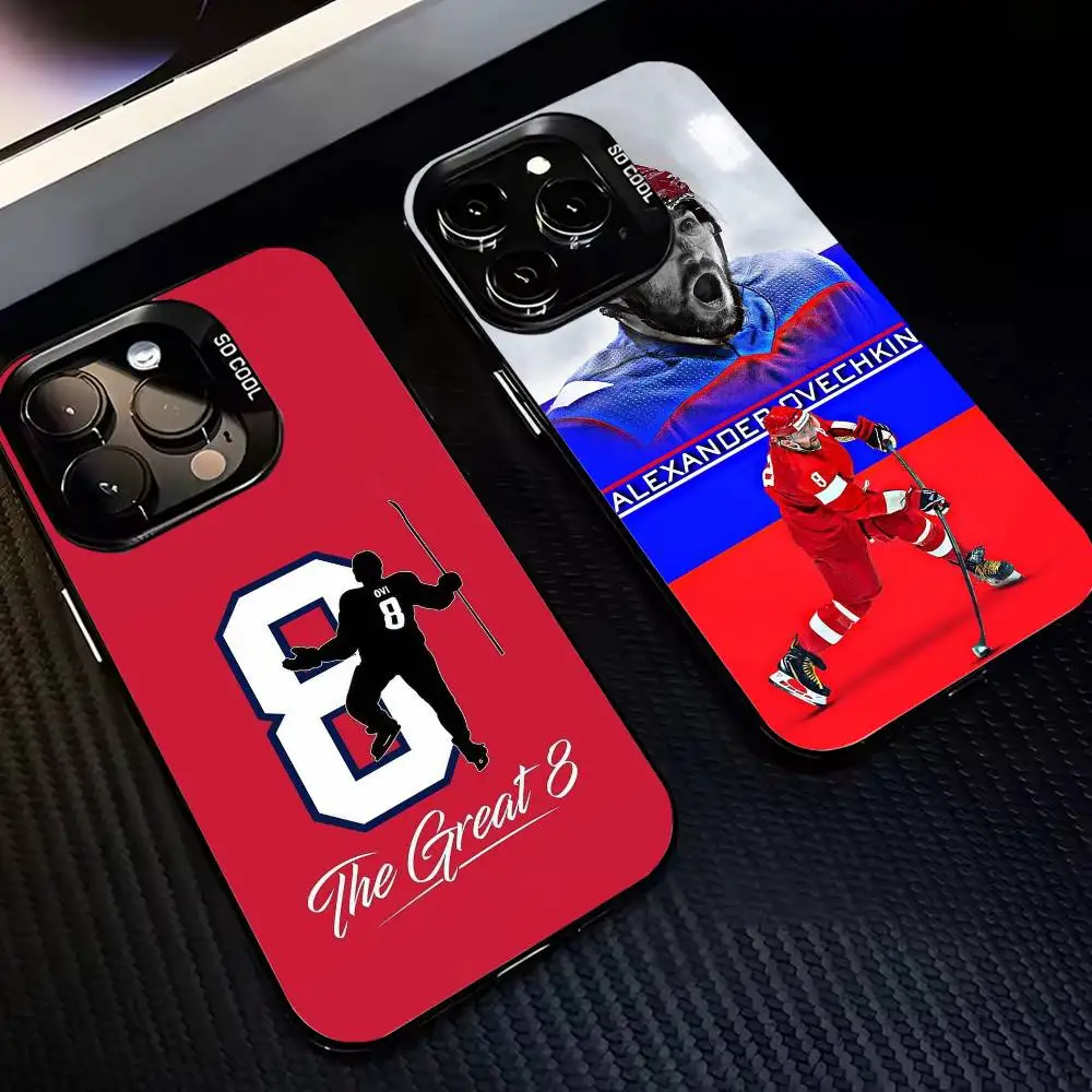 

H-Hockey P-Player A-Alex Ovechkin Phone Case For iPhone17 16 15 14 13 12 Pro Max Grey Black Matte Laser Metallic Aurora Funda