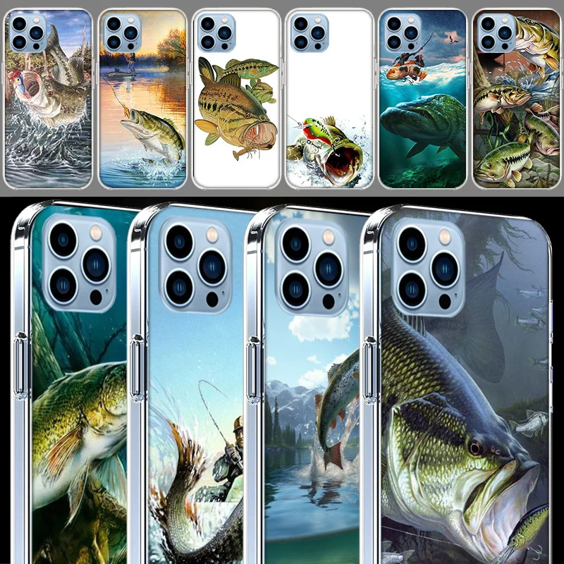 Fishing Gear Fish Clear For Apple iPhone 16 15 Pro Max Cover 14 Plus 13 12 Mini 11 Pro XR XS Max Phone Case Silicone TPU Cute Fu