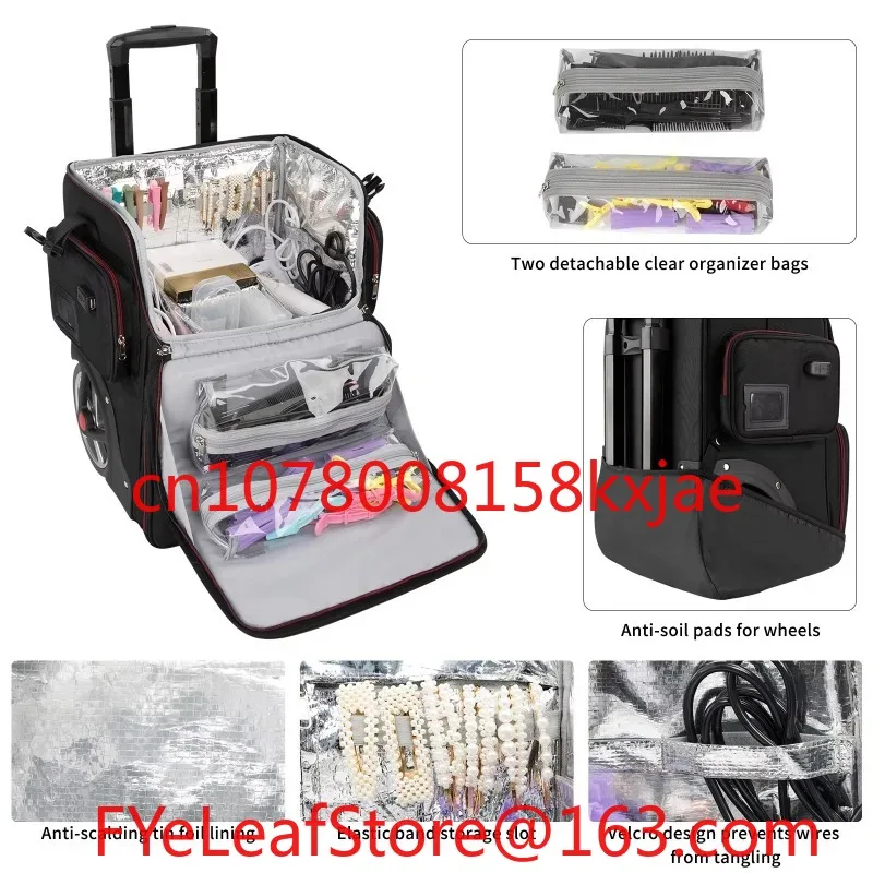 Hairdresser Tools Storage Travel Train Case Makeup Rolling Hairstylist Salon Trolley Case