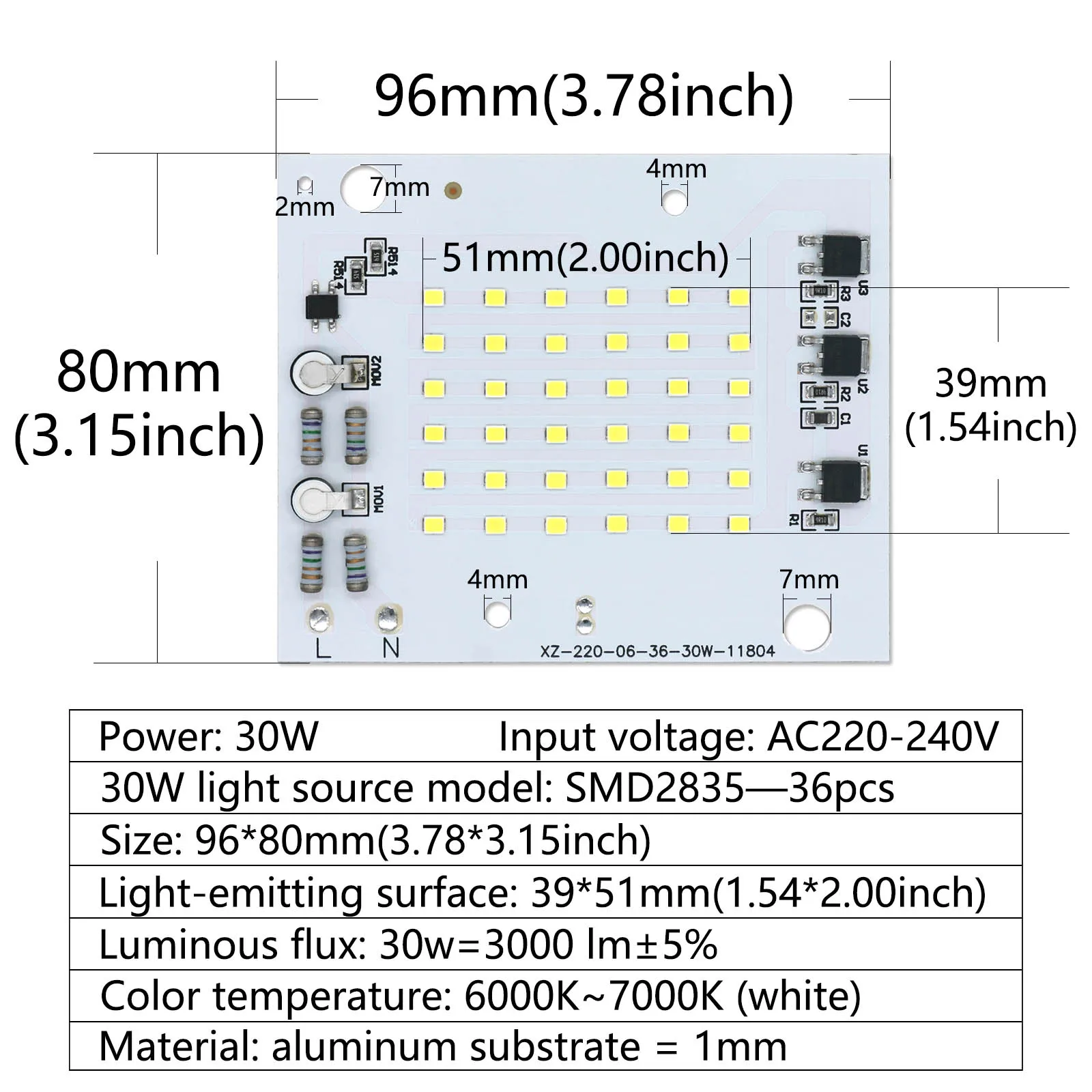 20W 30W 50W 100W LED Chip AC 220-240V Diode LED Floodlight SMD 2835 LED Lamp Board Light Source Retrofit Lamp Board Accessorie