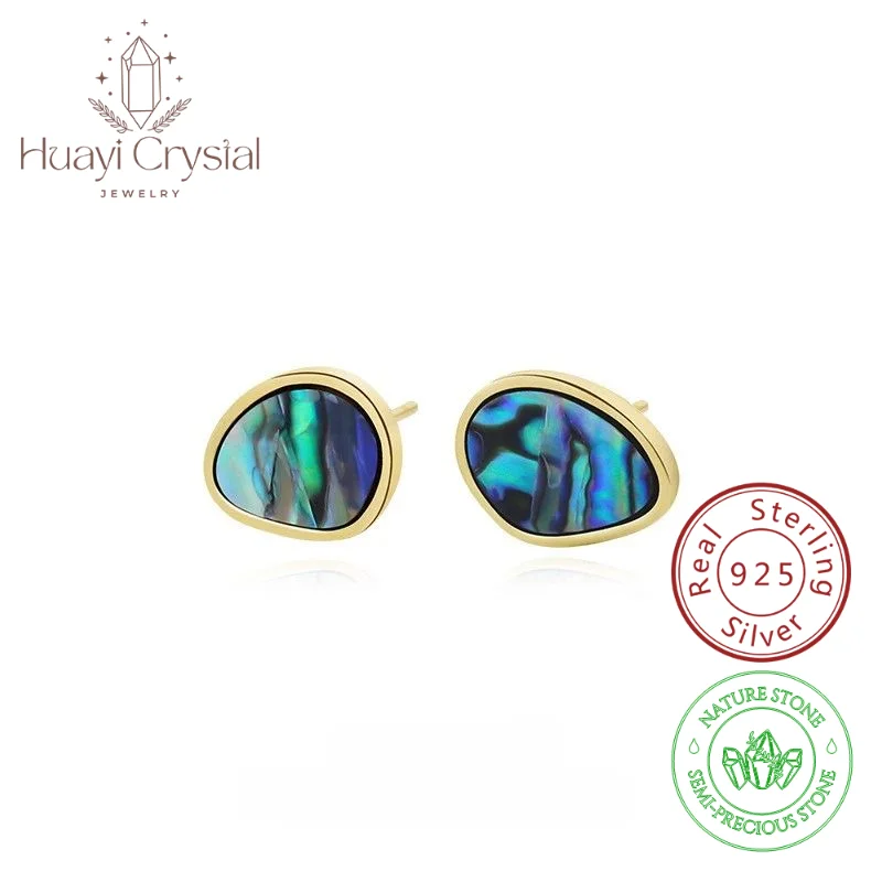 

925 sterling silver vintage abalone shell stud earrings for women niche normcore bag drop-shaped turquoise earrings