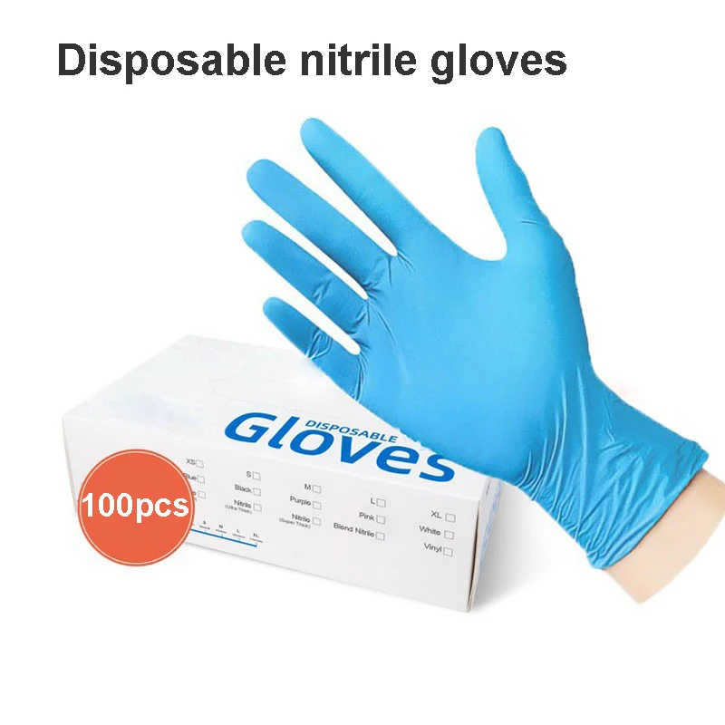 100Pcs(1box)Nitrile Exam Gloves Latex-Free & Powder-Free Non-Sterile Food Safe Cleaning Disposable Glove