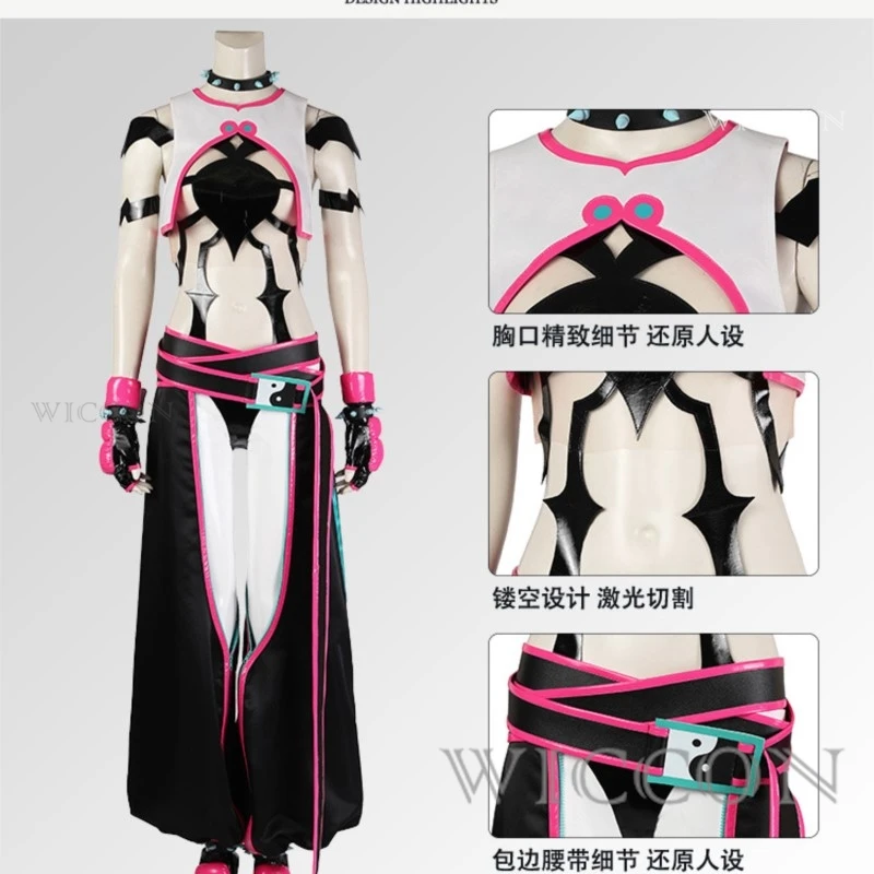 جوري هان تأثيري حلي لعبة مقاتلة SF 6 ملابس هالوين كرنفال ملابس للحفلات تمويه الأدوار النساء فانتازيا وتتسابق شعر مستعار #3