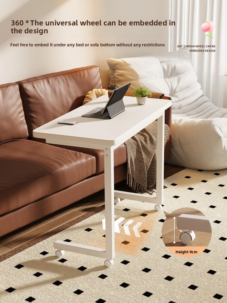 Multifunctional Mobile Laptop Desk Bedside Table with Wheels Simple Sofa Side Table Home Office