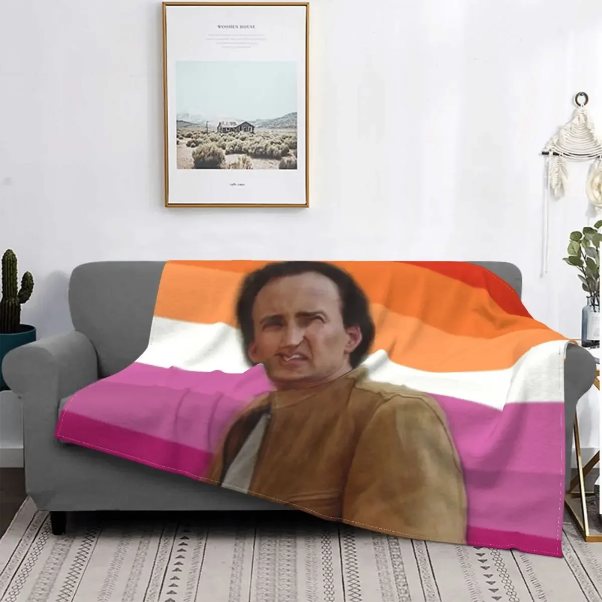 Nicolas Cage Says Lesbian Rights Blanket Fleece All Season Portable Soft Throw Blanket for Bed Couch Quilt