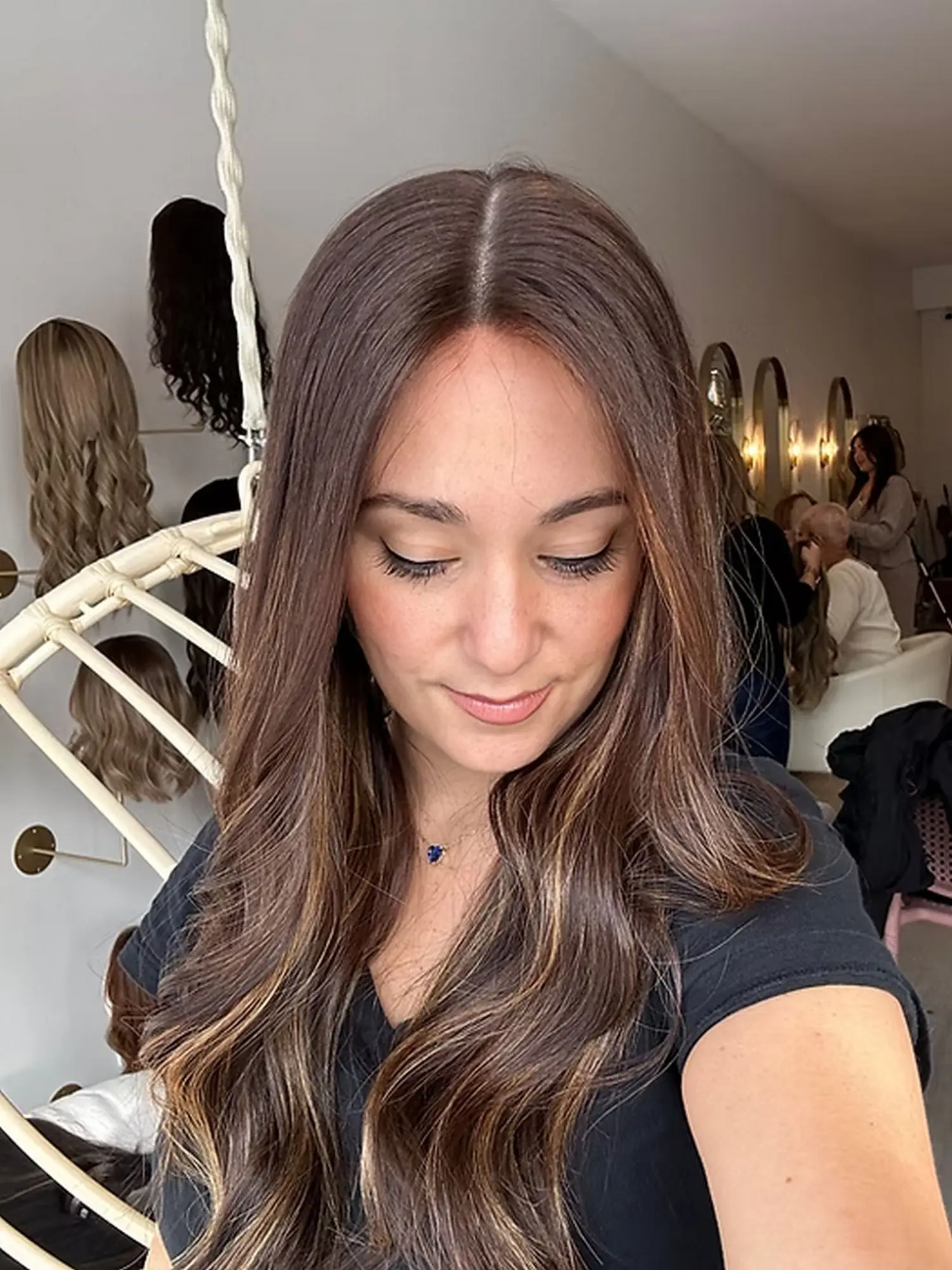 Ombre Brown Highlights Synthetic HD Lace Front Wigs Brunette Long Body Wave Wig Female Ready to Ship Original Factory Cheap Wig