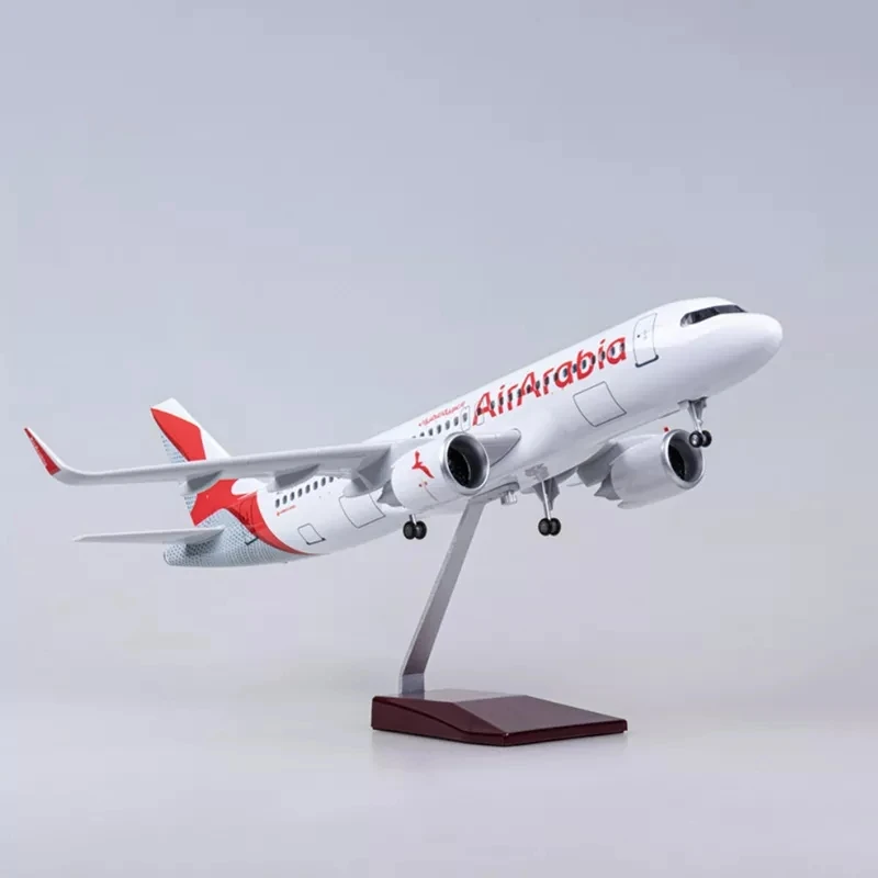 

47CM Scale A320 Diecast Resin Model Air Arabia Airlines Child Toy Plane With Light Airplane Collectible Miniatures Display
