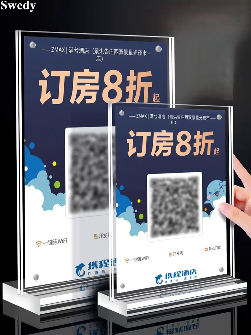 4 PCS A5 148x210mm Magnetic Acrylic Sign Holder Display Stand Hotel Restaurant Table Menu Paper Holder Photo Poster Frame