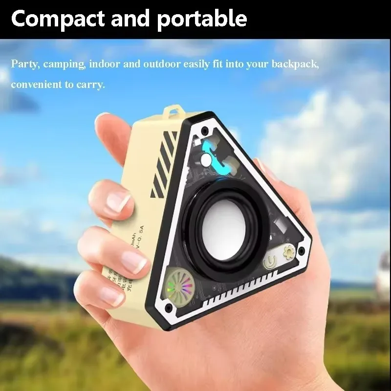 Portable Mini Bluetooth Speaker Transparent Design TWS Wireless Stereo Loudspeaker with RGB Lights for Outdoor Music