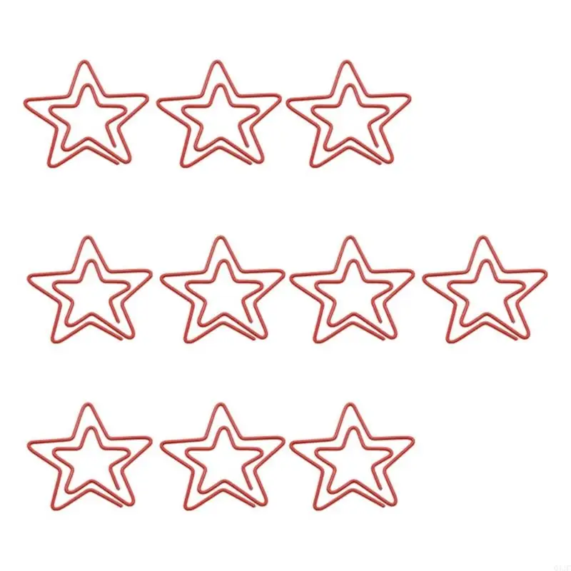 Q1JC 10 PCS Star Paper Clips Funny Paperclips บุ๊กมาร์กคลิปคลิปคลิปคลิปคลิปอุปกรณ์โรงเรียนสำหรับนักเรียน