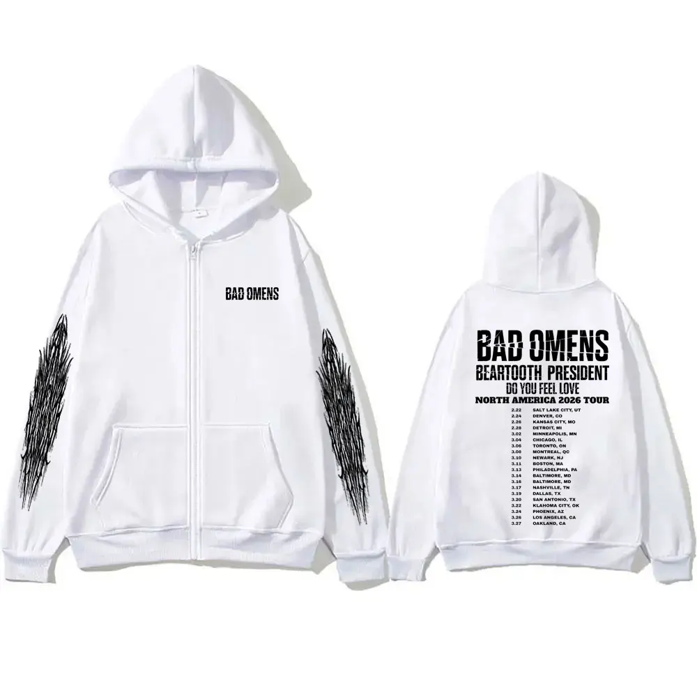 

Hot Sale New Bad Omens Do You Feel Love Tour 2026 Zipper Hoodie Men's Women's Clothing Vintage Rock Gothic Metal Zip Up Jacket