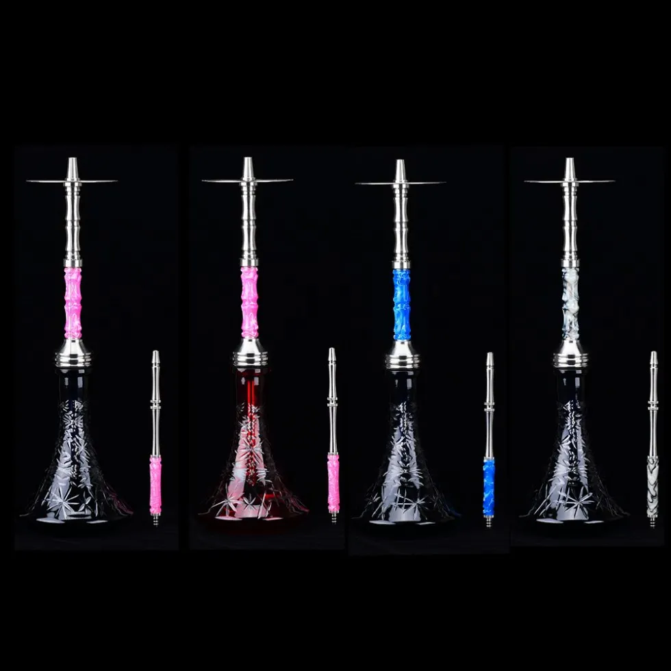 Wolfcoolvape Original Arab Shisha Full Set with Extended Single Tube, Resin Pot, 304 Stainless Steel, and Wooden Box