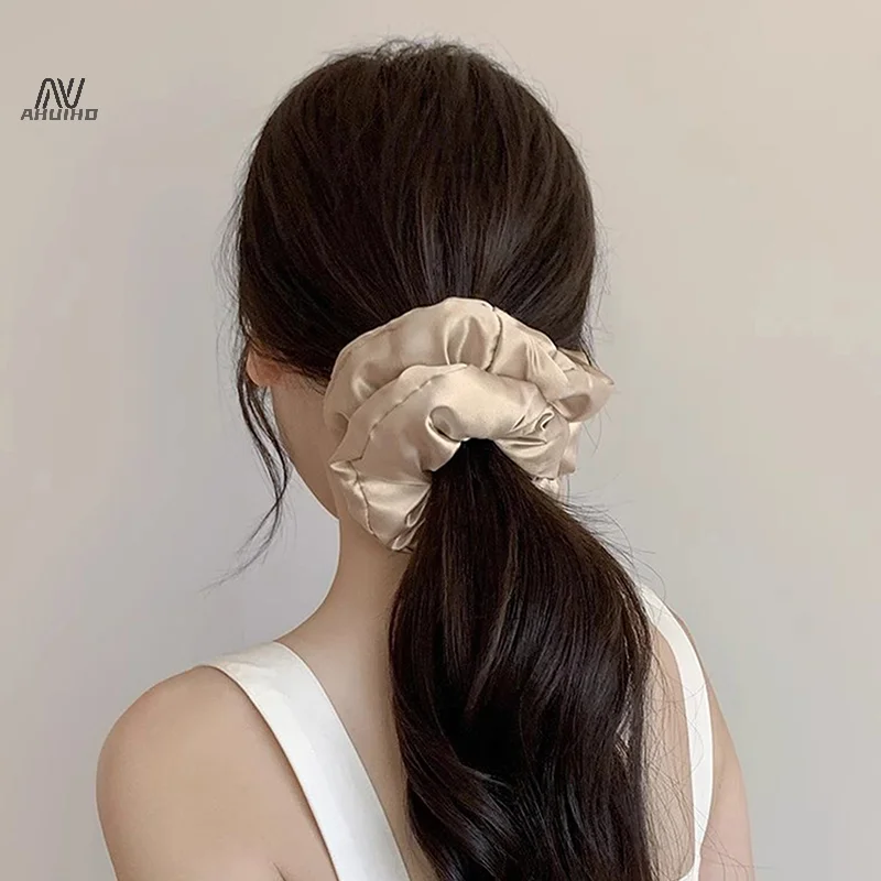 Pillow Sleep Headband Elastic Ponytail Scrunchie For Women Hair Accessories Girls Soft Solid Satin Filled Cotton Big Bands