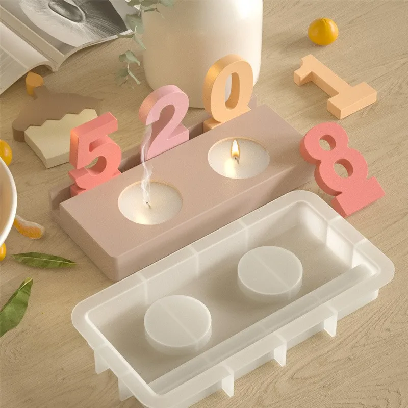 New Mould Cake Number Plug-in Candlestick Resin Silicone Mold Irregular Drip Glue DIY Square Round Plug-in Candle Base Molds