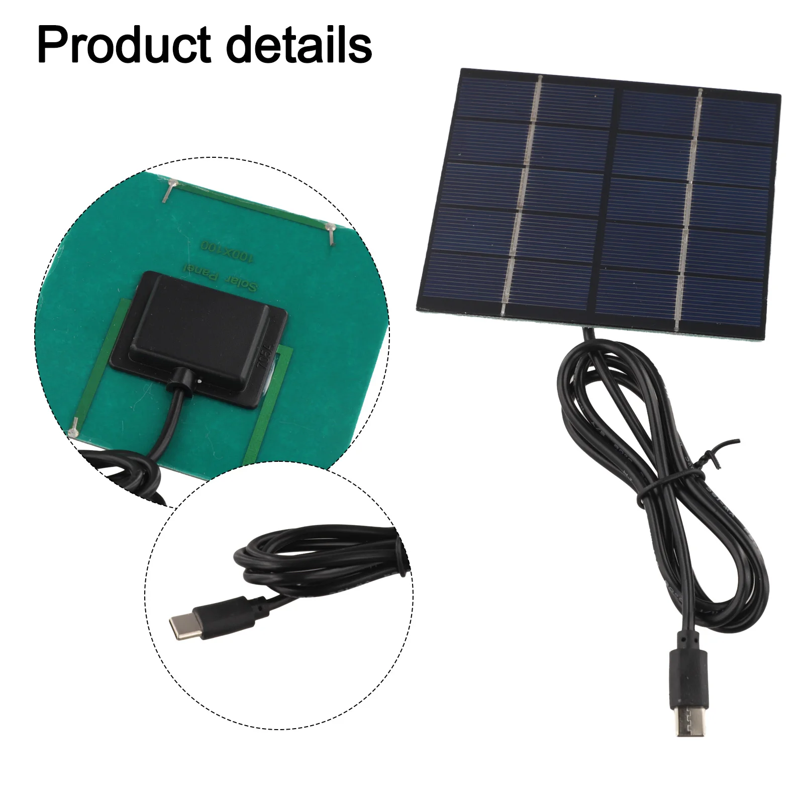 1 5W For Outdoor Solar Charger with Type C Output 10 by 10 Centimeters Mobile Solution for Devices 1 5W For Outdoor
