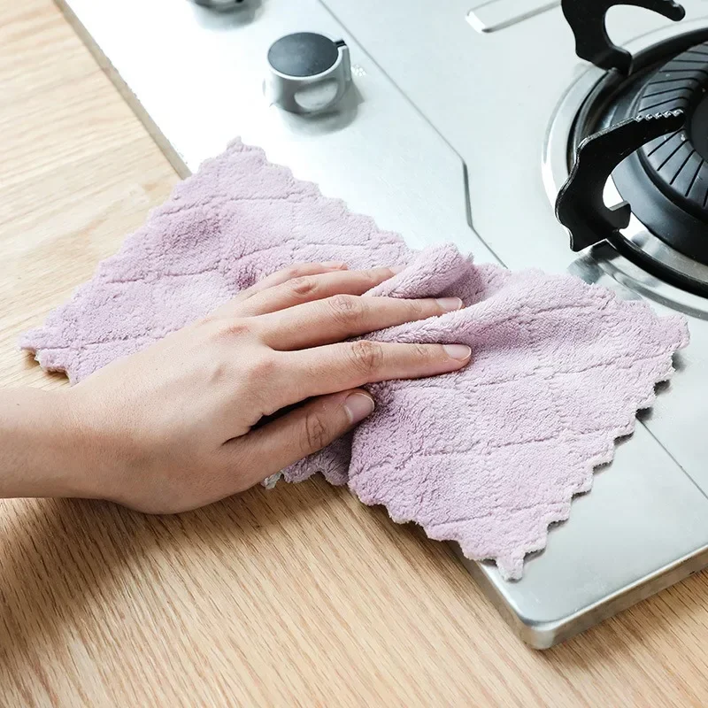 Microfiber Towel Absorbent Kitchen Cleaning Cloth Non-stick Oil Dish Towel Rags Napkins Tableware Household Cleaning Towel