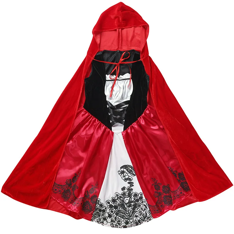 Kleine Rode Kap Cosplay Kostuum Voor Kinderen Meisjes Jurk Prinses Halloween Feest Verkleedkleding Kinderen Jas Cape Podiumshow