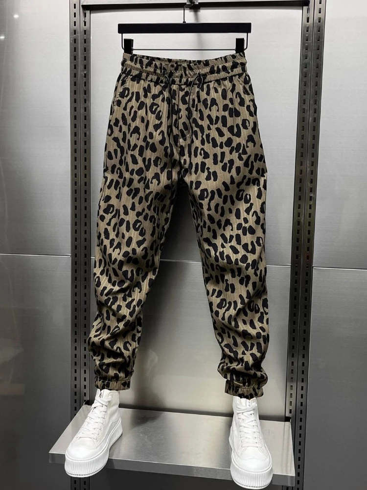 Leopard Print Loose Summer Men's Casual Pants Designer Big Size Streetwear Sale Aesthetic Classic Vintage Cheap Male Trousers