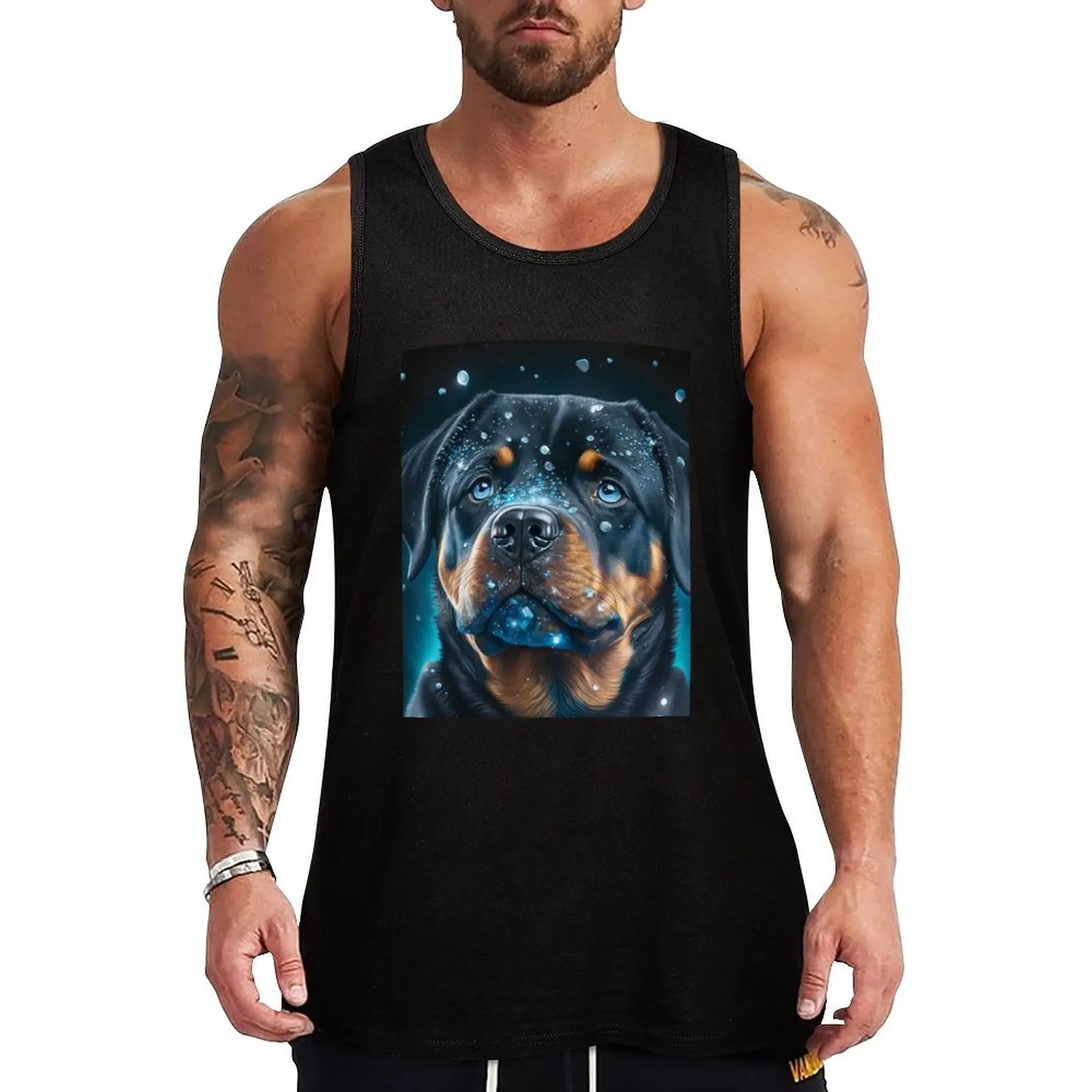 

Shimmering Rottweiler Puppy Tank Top Everyday Casual Tank Top Lightweight Loose Shirt