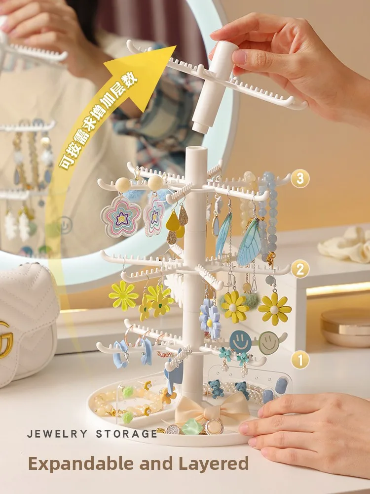 حامل عرض للأقراط وحامل للقلائد والمجوهرات على شكل شجرة، رف تخزين للمدخل، رف تعليق منزلي من البلاستيك الأبيض #2