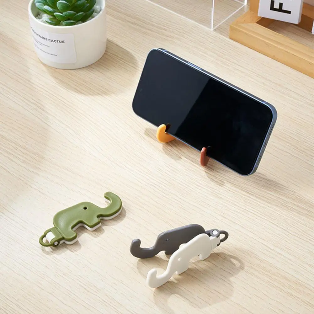 Mini Elephant Cute Cartoon Animal Lazy Desktop Mobile To Foldable Design Easy Stand Chain Storage Carry Base Phone N9y4