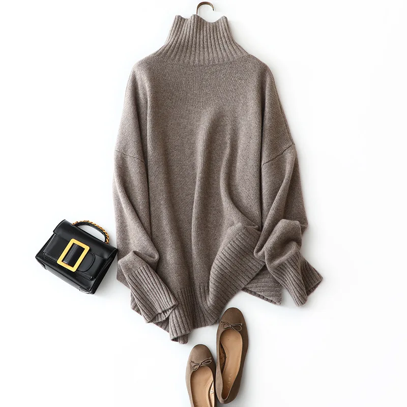 masigoch europe trendy winter thick high quality 100% cashmere oversized turtleneck sweater