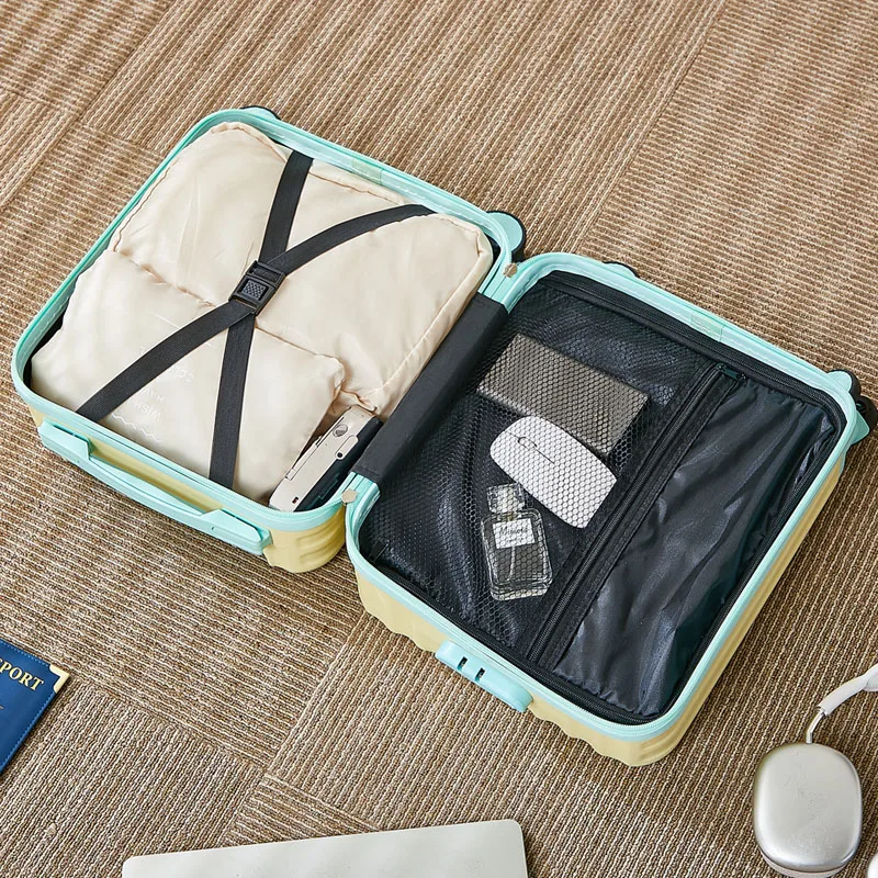 أمتعة محمولة مقاس 14 بوصة مع 3 مقابض تمديد حقيبة حمل خفيفة الوزن حقيبة سفر مع كوب وحقيبة حامل هاتف