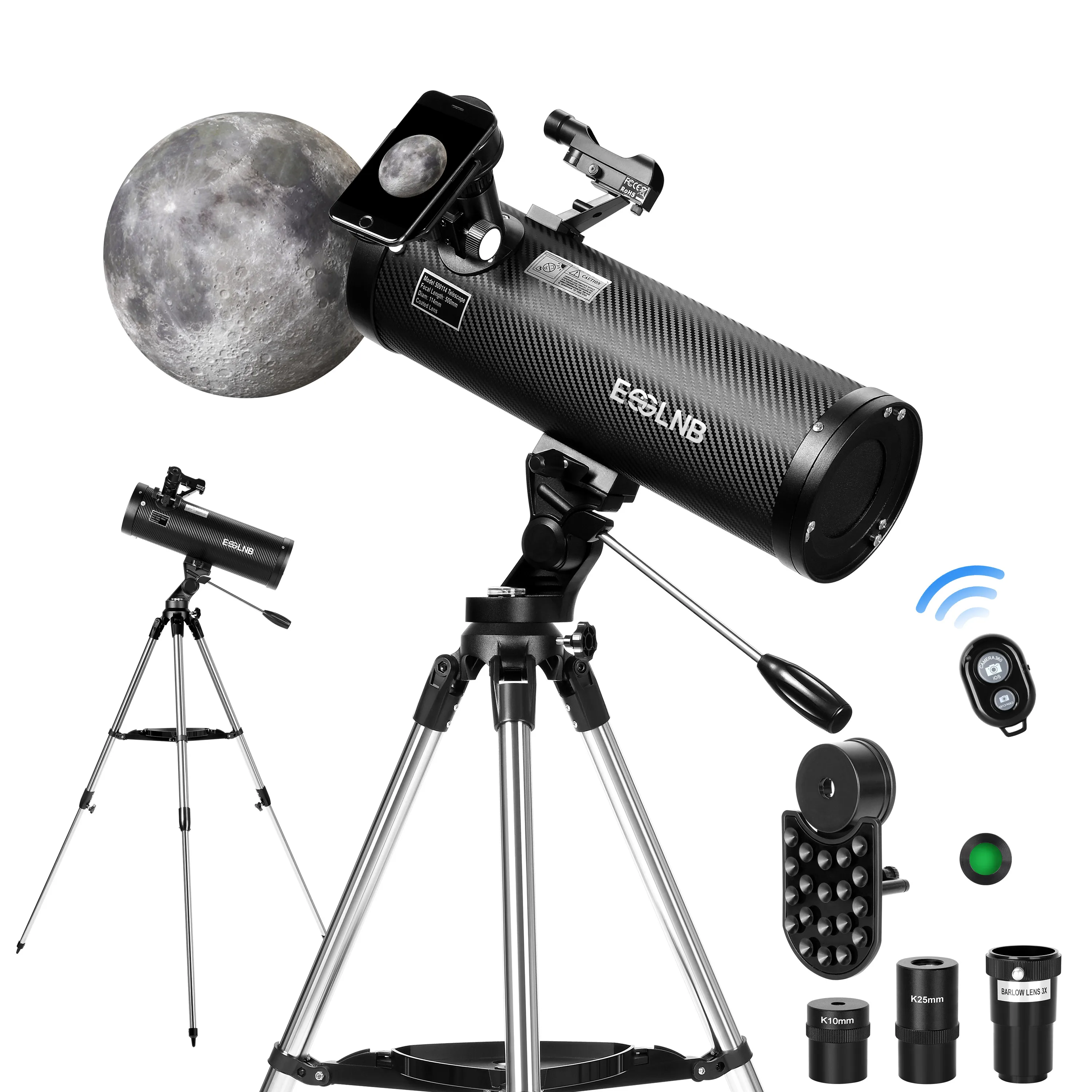 Newtonian Reflector Telescope Astronomical 500114AZ 150X for Moon Watching Adult Beginner Gift