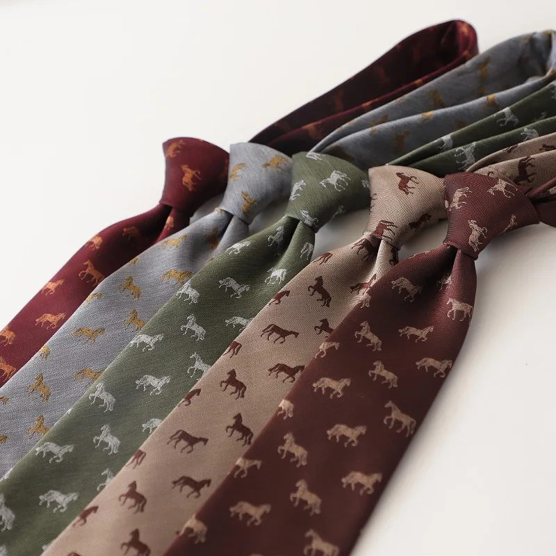 Vintage Jacquard 8CM Width Hand‑tied Men Necktie, Coffee Stripe Pattern Formal Neck Tie For Business Office Suit Shirt Matching