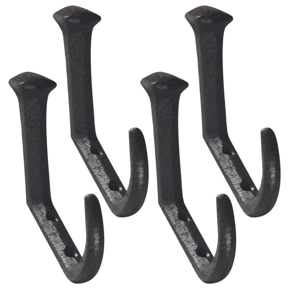 4 Pcs Coat Rack Cast Iron Hook Clothes Hanging Hanger Decorative Hooks for Wall