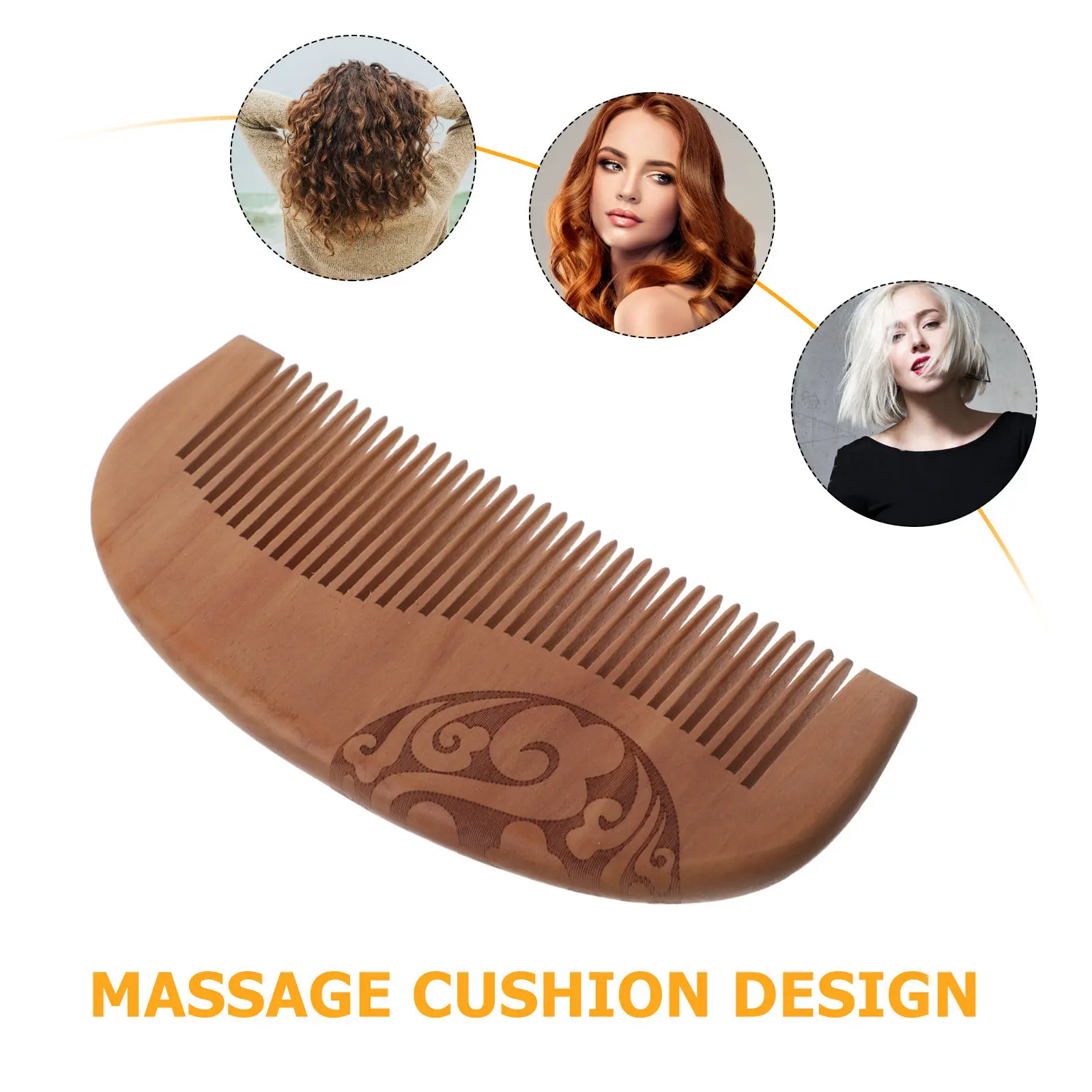 6Pcs Peach Wood Comb Handmade Wide Tooth Detangler Scalp Massager Natural Hair Detangling Comb Travel Curly Wet Hair Styling
