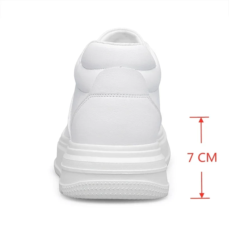 Man lift sneakers brand elevator shoes for men hidden heels white shoes 7cm height increasing shoes men casual leather shoes