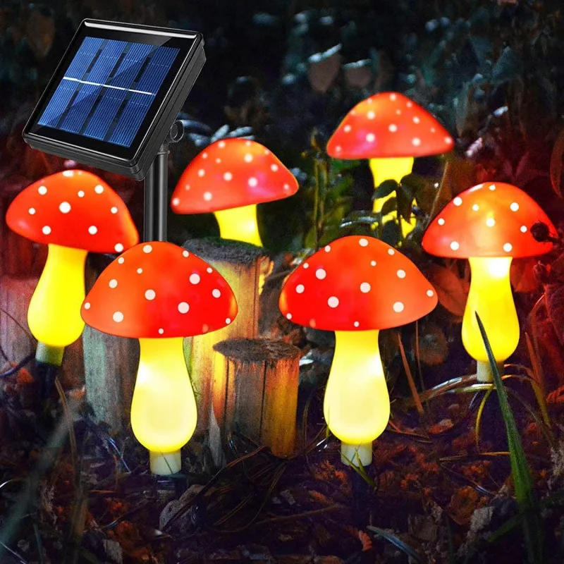 1PC Solar Mushroom Ground Plug Light Waterproof 8 Lighting Modes for Garden Lawn Patio Yard Pathway Outdoor Landscape Decor