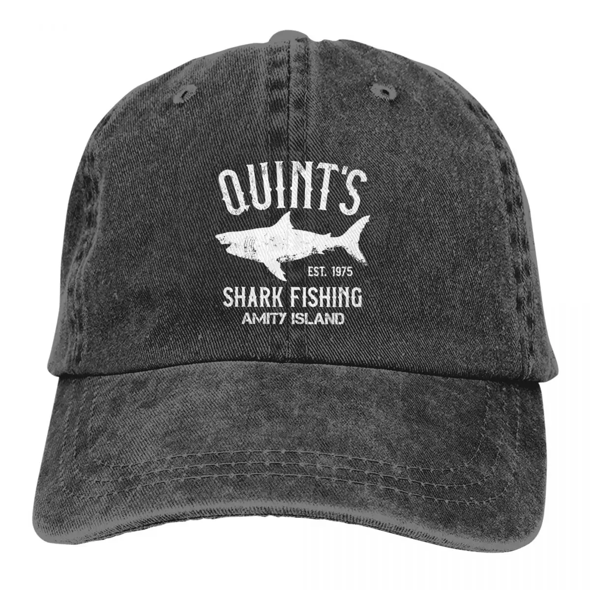 Quint\'s Shark Fishing czapki baseballowe Vintage zestresowana, umyta wyspa 1975 szczęki nakrycia głowy Unisex na zewnątrz miękkie czapki czapka