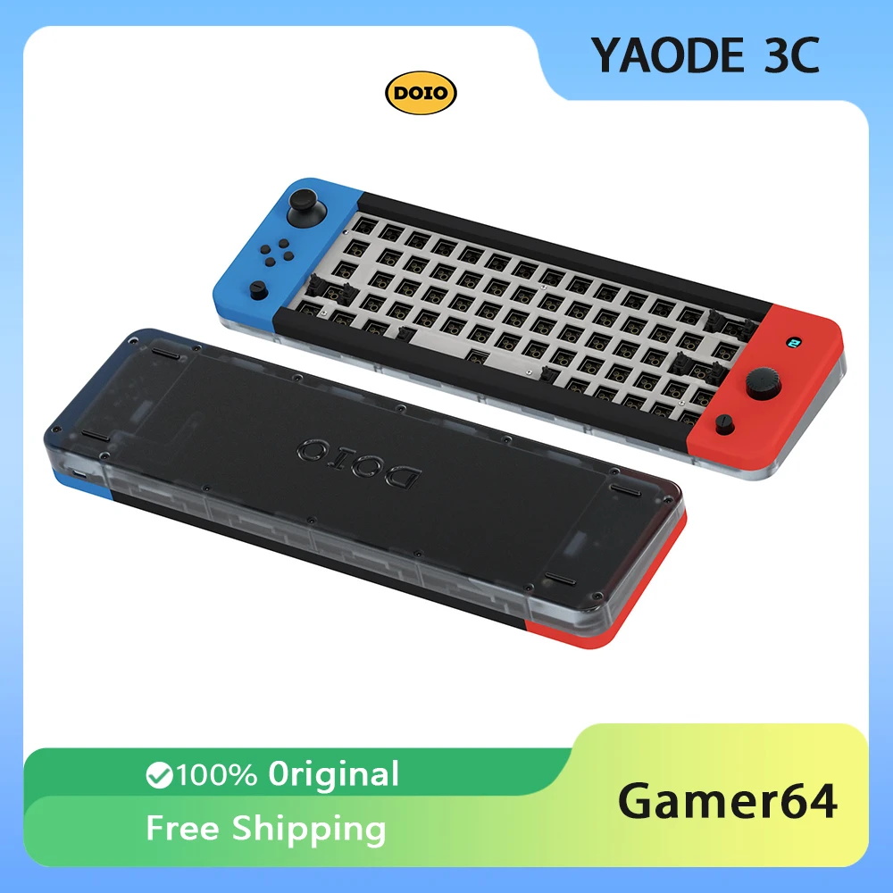 DOIO Gamer64 Mechanical Keyboard OLED Screen Rocker Operation 64 Keys Hot Swap Wired Keyboard RGB QMK VIA Office PC Accessories