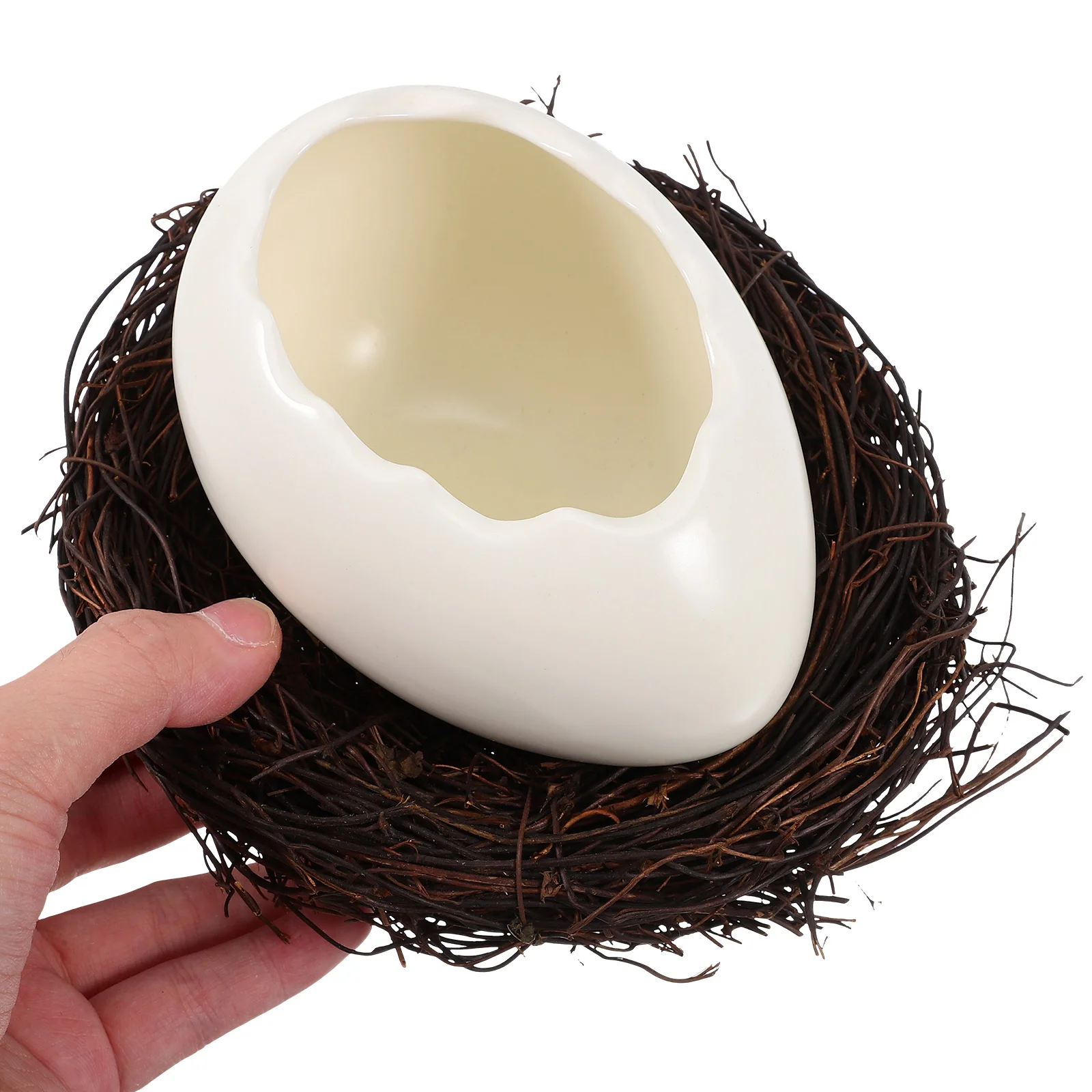 

Ceramic Dessert Bowl Shaped White Food Container Dried Rattan Nest Snack Tray Serving Bowls Household Kitchen Barware