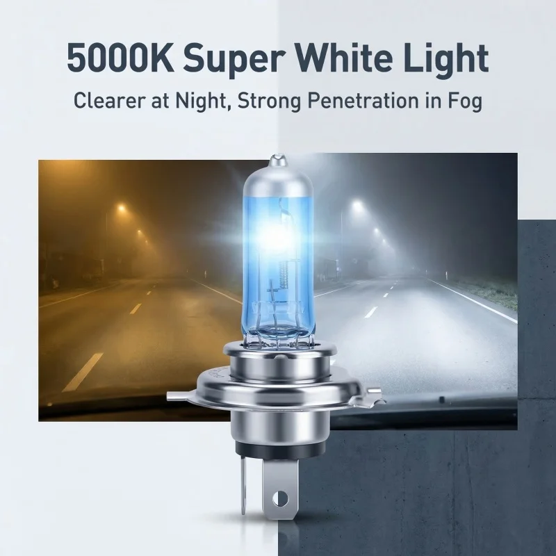 H4 100/90W 100W Car Halogen Bulb H7 H11 H3 9006 9005 H1 12V Super Xenon White Headlight Lamp P43t Light