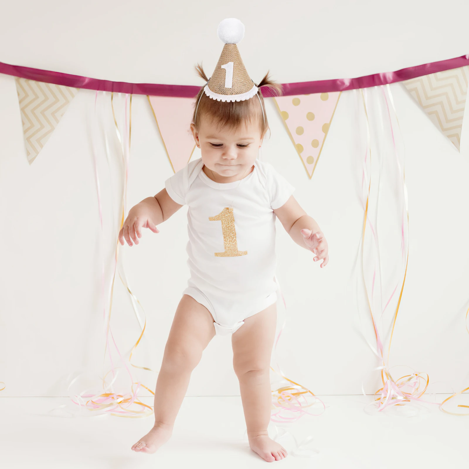 

Linen First Birthday Hat Baby Soft Comfortable Birthday Party Hat Prop Decorative Headwear Party Decorative Hats