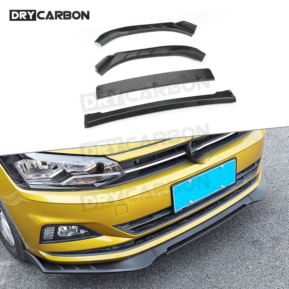 

High Quality ABS Black Front Bumper Lip Chin Spoiler For Volkswagen VW Polo Plus 2019 Car Styling