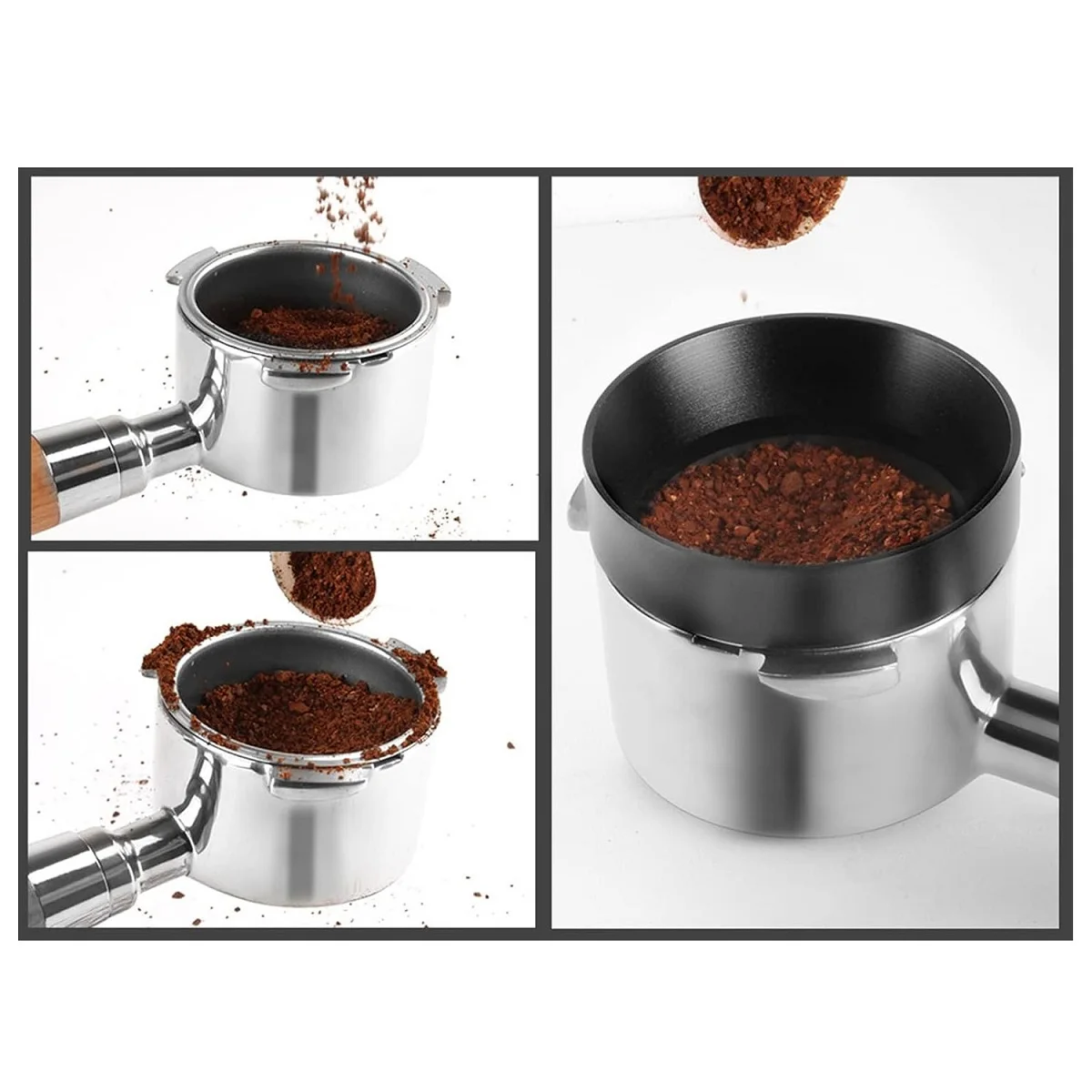 Coffee Dosing Ring for 51mm 53mm 58mm Profilter Portafilter Black Steel Espresso Funnel Easy to Place and Observe