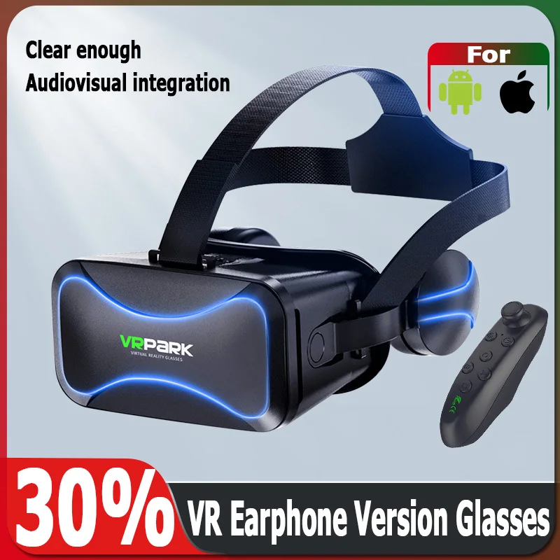 

VR J30 Earphone version For IOS Android Smartphone Virtual Reality 3D Glasses Box Audiovisual Integration With Wireless Rocker