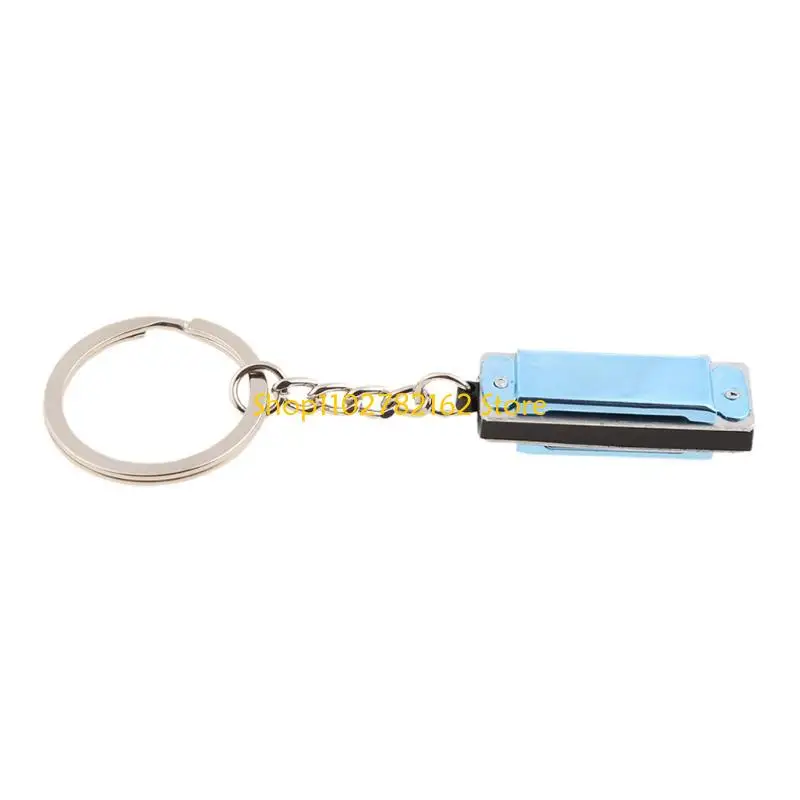 547B Colorful Harmonica Keychain Harmonica Mini 8 Tone 4 Holes for Key Chain Harmonic Keyring Keys Holder Bag Pendant