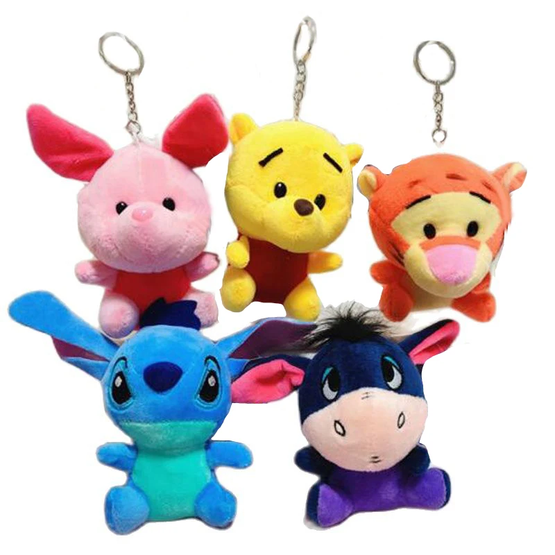 

25 шт./лот 10 см милый медведь Винни плюшевые игрушки стежка розовая свинья тигр животное куклы брелки подарки