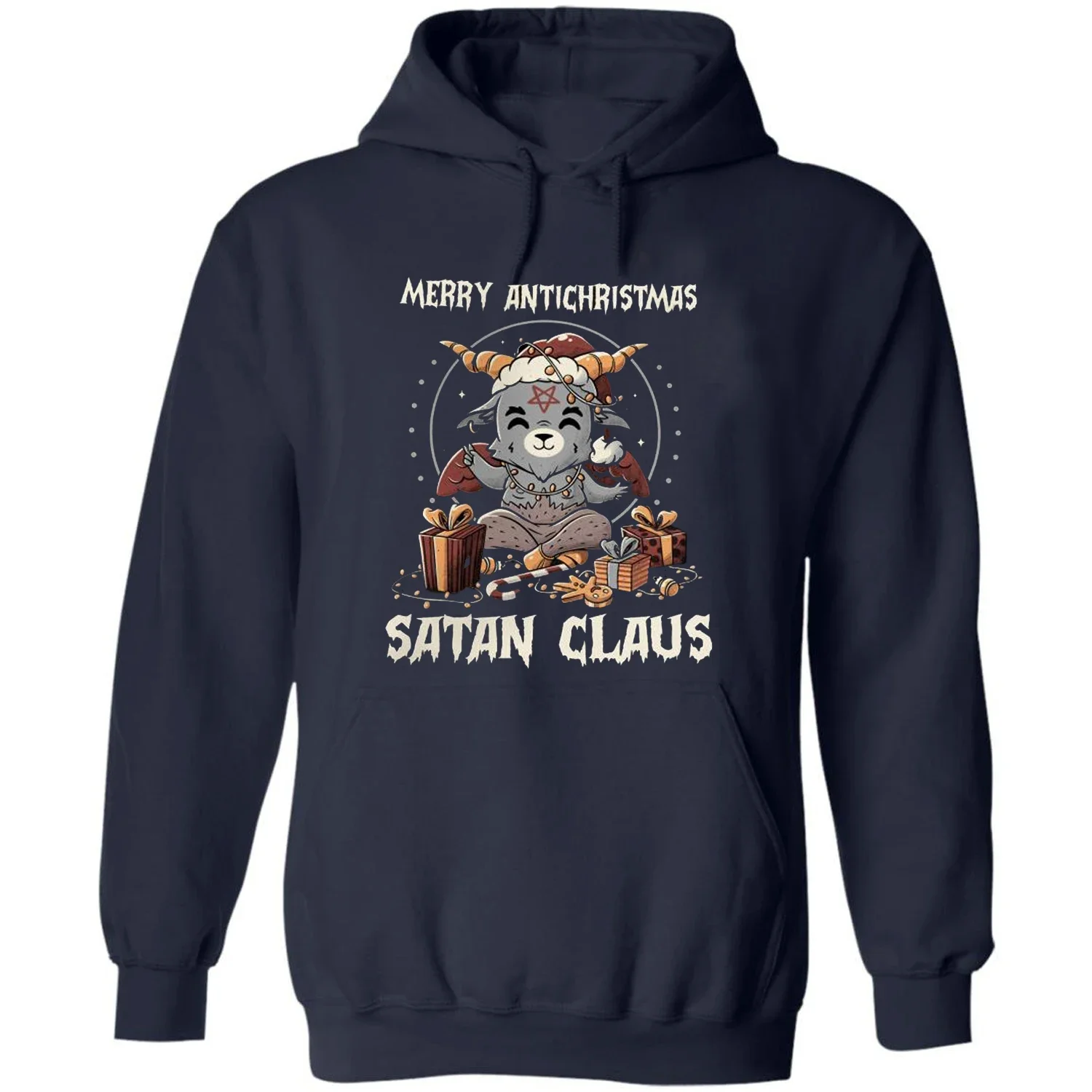 Satan Claus Cute Goat Baphomet Pullover Hoodie 100% Cotton Comfortable Casual Mens Sweatshirt Streetwear