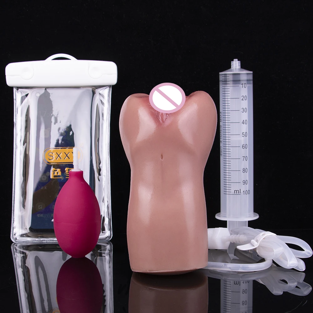 FAAK Squirting męski Masturbator realistyczna pochwa łechtaczka miękki silikonowy wytrysk kieszonkowy Cipka Stroker Anal Sex zabawki dla mężczyzn