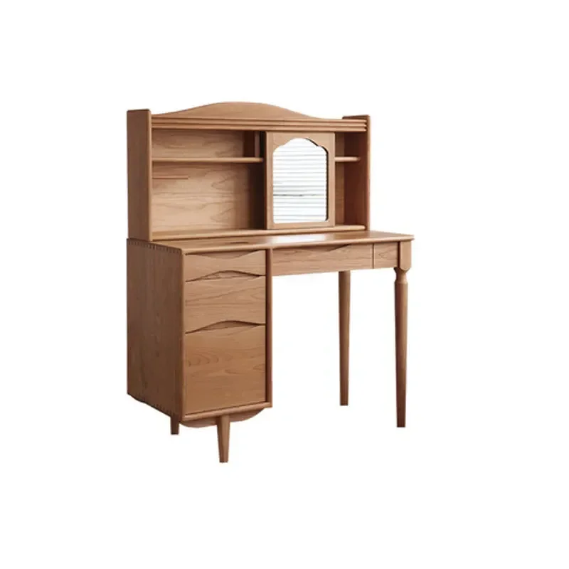 

Nordic all solid wood dresser Japanese style with mirror, bedroom light integrated makeup table