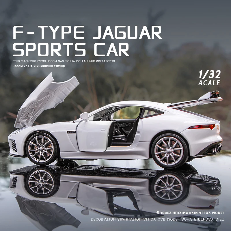 

1:32 Jaguar F-type Sports Car Model Toy Simulation Sound Light Pull Back Alloy Die Cast Toys Vehicle For Boys Girls