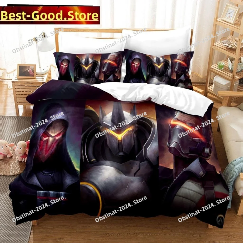 

3D Print Anime Overwatch Widowmaker Bedding Set Bed Cover Pillow Case 3 P CS Cartoon Anime Character Duvet Cover For Boys Queen