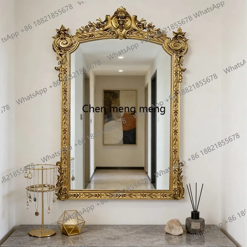 

French vintage vanity vanity mirror American fireplace background wall decorative mirror wall hanging bathroom mirror